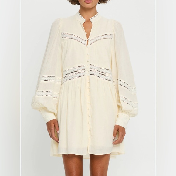 Kivari Dresses & Skirts - Kivari | New Tana cream ivory oversized mini dress Women’s size 8 crochet lace